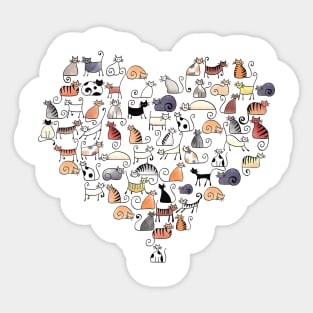 Heart Shaped Cats Sticker